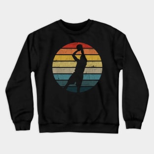 Basketball Silhouette On A Distressed Retro Sunset design Crewneck Sweatshirt